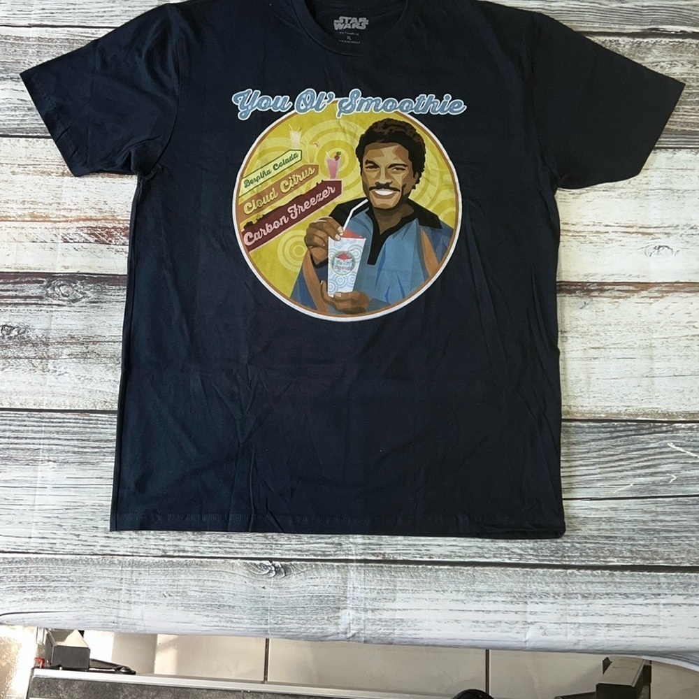 Star Wars Blue T-Shirt “you ol’ smoothie” Landonis Balthazar Calrissian Sz XL - Picture 2 of 10
